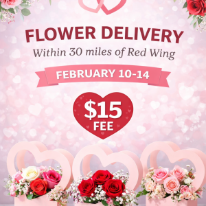 (1) Valentines Flowers Delivery fee- February 10-14 only. Within 30 miles of Red Wing ❤️